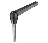 sourcing map Adjustable Clamping Lever Handle M8 x 45mm Metric 304 Stainless Steel Male Threaded Stud Hand Knobs Push Button Ratchet Rotating Screw Handles Bolts with Locking Lever Black