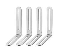 sourcing map Adjustable Corner Code, 4Pcs 100x120mm - Stainless Steel 90-Degree L-Shape Corner Brace, for Fixed Furniture Shelf Bed Table Connector (Silver)