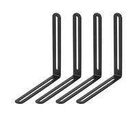 sourcing map Adjustable Corner Code, 4Pcs 165x200mm - Stainless Steel 90-Degree L-Shape Corner Brace, for Fixed Furniture Shelf Bed Table Connector (Black)