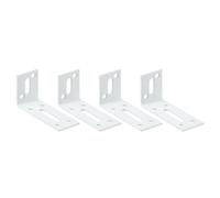 sourcing map Adjustable L Corner Braces, 4Pcs 80 x 40 x 30mm Cold Rolled Steel L Corner Code, 90 Degree Slotted Angle Brace Bracket for Furniture Mending, White