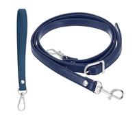 sourcing map Adjustable Leather Purse Strap Replacement, 41-49 Inch Soft PU Crossbody Bag Straps Leather Belt with Wristlet for Handbags Wallet Shoulder Crossbody Bags, Dark Blue/Silver