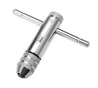 sourcing map Adjustable Ratchet Tap Wrench T-Handle, for Metric M5-M12 Thread Taps, Ratcheting T Handle Holder Reamer Hand Tapping Tool for Machinist Repair, 111mm (4.37-inch Approx.) Body