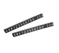 sourcing map Adjustable Removable Mini Cube Price Tag Display Number Letter Price Label Stand Block Kit for Shop Counter Silver on Black,3.8x6.9mm,14 Sets