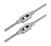 sourcing map Adjustable Tap Wrench Handle, for Metric M1-M10 W1/16-3/8 Taps, Thread Tap Holder Reamer Hand Tapping Tool for Machinist Repair, Medium Carbon Steel Handle with Nickel Plated, 2pcs