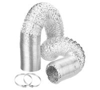 sourcing map Air Aluminum Ducting 3.1 Inch 16.4 Feet Non-Insulated Aluminum Flexible Ducting with 2 Clamps for HVAC Ventilation