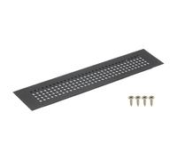 sourcing map Air Vents Cover, 1Pcs 250 x 50mm Aluminum Alloy Rectangle Air Return Vent Cover with Screw, Ventilation Grille Decorative Covers for Door Cupboard Wardrobe Shoes Cabinet (Black)