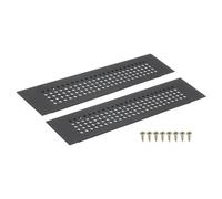sourcing map Air Vents Cover, 2Pcs 200 x 50mm Aluminum Alloy Rectangle Air Return Vent Cover with Screw, Ventilation Grille Decorative Covers for Door Cupboard Wardrobe Shoes Cabinet (Black)