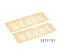 sourcing map Air Vents Cover, 2Pcs 225 x 80mm - Aluminum Alloy Mesh Air Return Vent Cover, Rectangle Louvered Ventilation Grille for Shoe Cabinet Wardrobe (Gold)