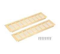 sourcing map Air Vents Cover, 2Pcs 400 x 100mm - Aluminum Alloy Mesh Air Return Vent Cover, Rectangle Louvered Ventilation Grille for Shoe Cabinet Wardrobe (Gold)