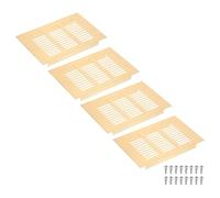 sourcing map Air Vents Cover,4Pcs 150x100mm Mesh Air Return Vent Cover,Gold | Aluminum Alloy,Rectangle Louvered Ventilation Grille for Shoe Cabinet Wardrobe