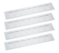 sourcing map Air Vents Cover, 4Pcs 300 x 60mm - Aluminum Alloy Mesh Air Return Vent Cover, Rectangle Louvered Ventilation Grille for Shoe Cabinet Wardrobe (Silver)