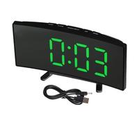 sourcing map Alarm Clock with Green Digits, Digital Alarm Clocks for Bedrooms with USB Charging Port, Adjustable Volume, Dimmable, Snooze, 12/24H Extra Loud Alarm Clock for Adults Teenagers