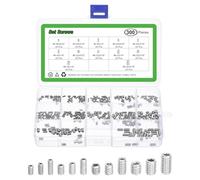 sourcing map Allen Head Socket Hex Grub Screw Assortment Kit,300PCS #2-56#4-40#6-32#8-32 304 Stainless Steel Internal Hex Drive Cup-Point Set Screws Assortment Kit for Door Handles, Faucet