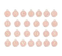 sourcing map Alphabet A-Z Enamel Letter Charm Jewelry Charm Enamel Initial Charm Gold Light Pink Pendant Charm for Jewelry Making, Bracelet, Craft, Pack of 52