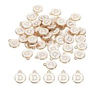 sourcing map Alphabet D Letter Charm Double Sided Enamel Initial Alphabet Pendant, for Necklace Bracelet Earring Jewelry Making, Pack of 50