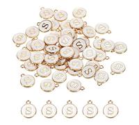 sourcing map Alphabet S Letter Charm Double Sided Enamel Initial Alphabet Pendant, for Necklace Bracelet Earring Jewelry Making, Pack of 50