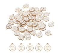 sourcing map Alphabet t Letter Charm Double Sided Enamel Initial Alphabet Pendant, for Necklace Bracelet Earring Jewelry Making, Pack of 50