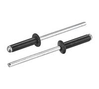 sourcing map Aluminum Blind Rivets, 3.2mm x 13mm (1/8" x 33/64") Open End Rivet Flat Round Head for Joining Metal Plate Leather, Black 200 Pcs