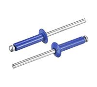 sourcing map Aluminum Blind Rivets, 4mm x 16mm 27mm Mandrel Open End Rivet Flat Round Head for Joining Metal Plate, Blue 100 Pcs