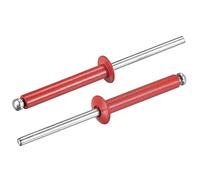 sourcing map Aluminum Blind Rivets, 4mm x 25mm 27mm Mandrel Open End Rivet Flat Round Head for Joining Metal Plate, Red 100 Pcs