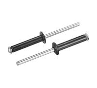 sourcing map Aluminum Blind Rivets, 5mm x 25mm (13/64" x 63/64") Open End Rivet Flat Round Head for Joining Metal Plate Leather, Black 25 Pcs