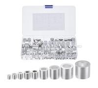 sourcing map Aluminum Crimping Wire Rope Stop Sleeve 9 Size 3/64'' 1/16'' 5/64'' 3/32'' 1/8'' 5/32'' 3/16'' 1/4'' 5/16" Round Ferrule for Wire Rope Cable, 220pcs