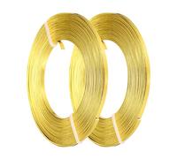sourcing map Aluminum Flat Wire, 3mm 18 Gauge Bendable Nose Wire Soft Craft Jewelry Wire for Jewelry Making Handmade Crafts DIY Bezel Sculpting, 2 Roll, Golden