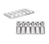 sourcing map Aluminum Paint Tray Palette, 12 Well Rectangular Paint Mixing Pallet Metal Palette Painting Tray for Acrylic Oil Watercolor Artist Class DIY Paint Party Supplies(Silver, Pack of 5)