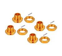 sourcing map Aluminum RC Wheel Nut 17mmx4mm Hex Wheel Drive Hubs Adapter Nuts for 1/8 RC Model Car TEAM C Truck Off Road,4 Pack(Golden)