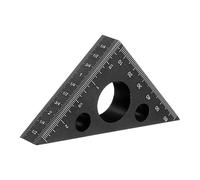 sourcing map Aluminum Right Triangle Ruler 45/90 Degree Layout 14.5mm Thickened Isosceles Right Triangular Ruler High Precision Measuring Tool with SAE and Metric Scales for Woodworking, Black