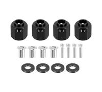 sourcing map Aluminum Wheel Hex Hub 12mm Hex Extended Spacers Drive Adapter for RC Crawler Car Replacement, Black