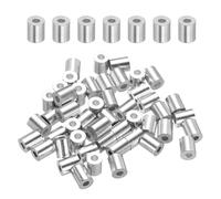 sourcing map Aluminum Wire Rope Stop Sleeve 1/16"(1.5mm) Crimping Loop Sleeve Round Cable Ferrule for Wire Rope Cable Line, Pack of 100