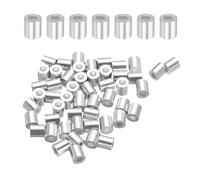 sourcing map Aluminum Wire Rope Stop Sleeve 1/16"(2mm) Crimping Loop Sleeve Round Cable Ferrule for Wire Rope Cable Line, Pack of 100