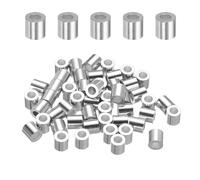 sourcing map Aluminum Wire Rope Stop Sleeve 1/8"(3mm) Crimping Loop Sleeve Round Cable Ferrule for Wire Rope Cable Line, Pack of 50