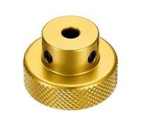 sourcing map Anodization Aluminum Alloy Handwheel 5mm Bore 30mm OD Knurled Knob Turning Handle with Wrench for Milling Machine Lathe Slide Displacement Platform, Gold Tone