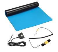 sourcing map Anti Static Mat Kit with ESD Wrist and Ground Wire, 11"x18" PVC ESD Soldering Mat for Computer Phone Electronics Repair, Home PC Building Upgrade, Sky Blue