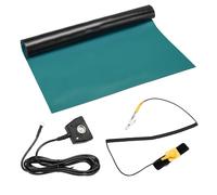 sourcing map Anti Static Mat Kit with ESD Wrist and Ground Wire, 17"x25" PVC ESD Soldering Mat for Computer Phone Electronics Repair, Home PC Building Upgrade, Green