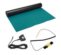 sourcing map Anti Static Mat Kit with ESD Wrist and Ground Wire, 24"x78" PVC ESD Soldering Mat for Computer Phone Electronics Repair, Home PC Building Upgrade, Green