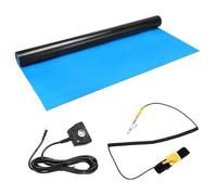 sourcing map Anti Static Mat Kit with ESD Wrist and Ground Wire, 35"x59" PVC ESD Soldering Mat for Computer Phone Electronics Repair, Home PC Building Upgrade, Sky Blue