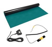 sourcing map Anti Static Mat Kit with ESD Wrist and Ground Wire, 35"x71" PVC ESD Soldering Mat for Computer Phone Electronics Repair, Home PC Building Upgrade, Green