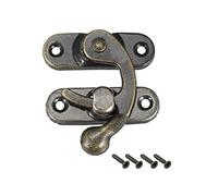sourcing map Antique Vintage Lock Clasp Right Latch Hook Hasp 42mm x 37mm Swing Arm Latch Plated Bronze, 10 pcs w Screws