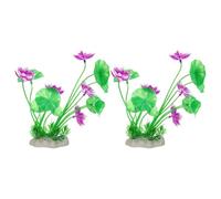 sourcing map Aquarium Artificial Plants, 2 Pcs Fish Tank Plants Decorations Accessories Aquatic Ornaments Decor Water Grass, Rose Red-Green (Lotus Flower)