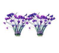 sourcing map Aquarium Artificial Plants, 2 Pcs Fish Tank Plants Decorations Accessories Aquatic Ornaments Decor Water Grass, Purple-Green (Water Lotus)