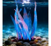 sourcing map Aquarium Decoration, 17" Plastic Fish Tank Plants Artificial Silicone Glowing Kelp Aquarium Plants Ornament, (Blue, 1 Pcs), Intended for Tall Fish Tank Decor/Landscaping