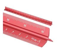 sourcing map Architectural Scale Ruler, 12 Inch Metric Aluminum Alloy Architect Triangular Large Scale Laser-Etched Blueprint Drafting Ruler for Architects Engineers, Red