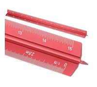 sourcing map Architectural Scale Ruler, 12 Inch Metric Aluminum Alloy Architect Triangular Small Scale Laser-Etched Blueprint Drafting Ruler for Architects Engineers, Red