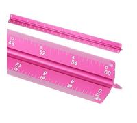 sourcing map Architectural Scale Ruler, 12 Inch Standard Aluminum Alloy Architect Triangular Large Scale Laser-Etched Blueprint Drafting Ruler for Architects Engineers, Rose Red