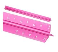 sourcing map Architectural Scale Ruler, 12 Inch Standard Aluminum Alloy Architect Triangular Small Scale Laser-Etched Blueprint Drafting Ruler for Architects Engineers, Rose Red
