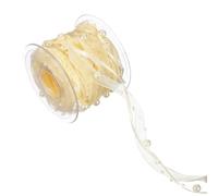 sourcing map Artificial Bead Pearl Ribbon, 3/8 Inch 11 Yard Chiffon Ribbon Faux Pearl Beads Garland String Chain for DIY Crafts Home Wedding Party Christmas Tree Beige