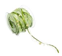 sourcing map Artificial Bead Pearl Ribbon, 3/8 Inch 11 Yard Chiffon Ribbon Faux Pearl Beads Garland String Chain for DIY Crafts Home Wedding Party Christmas Tree Green